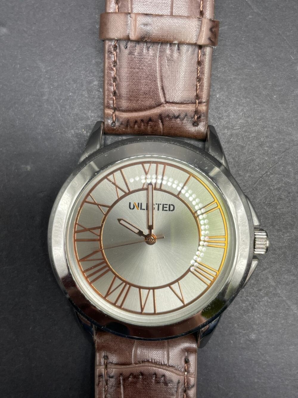UNLISTED By KENNETH COLE UL1295 Men’s Fashion Wristwatch Brown Band 45mm